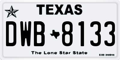 TX license plate DWB8133