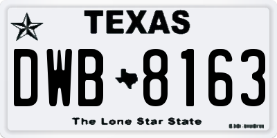 TX license plate DWB8163