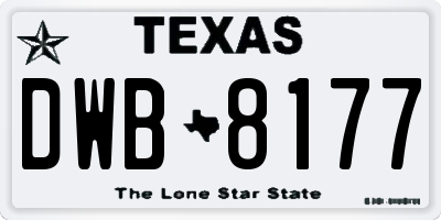 TX license plate DWB8177