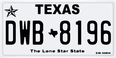TX license plate DWB8196