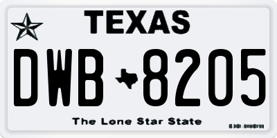 TX license plate DWB8205