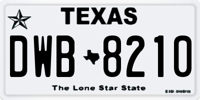 TX license plate DWB8210
