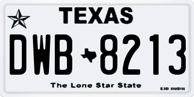 TX license plate DWB8213