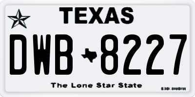 TX license plate DWB8227