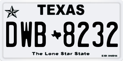 TX license plate DWB8232