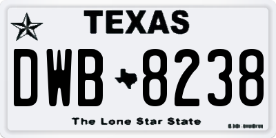 TX license plate DWB8238