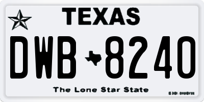 TX license plate DWB8240