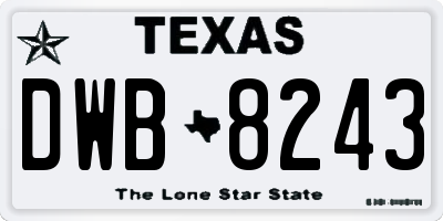 TX license plate DWB8243