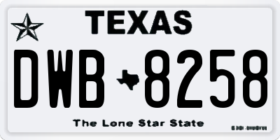TX license plate DWB8258