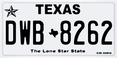 TX license plate DWB8262