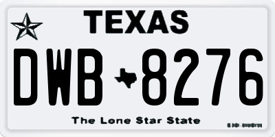 TX license plate DWB8276