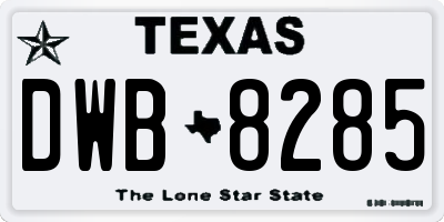 TX license plate DWB8285