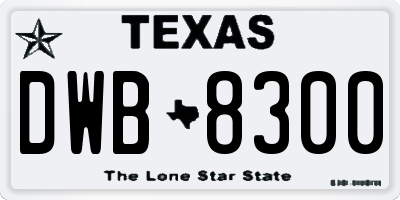 TX license plate DWB8300