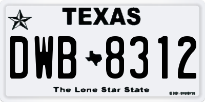 TX license plate DWB8312