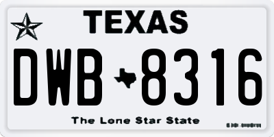 TX license plate DWB8316