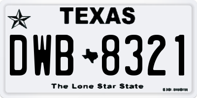 TX license plate DWB8321