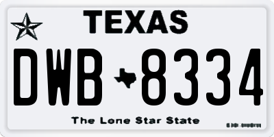TX license plate DWB8334