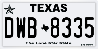 TX license plate DWB8335