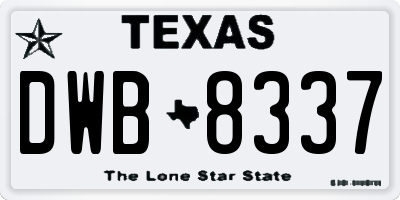 TX license plate DWB8337