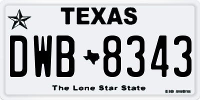 TX license plate DWB8343