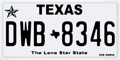 TX license plate DWB8346