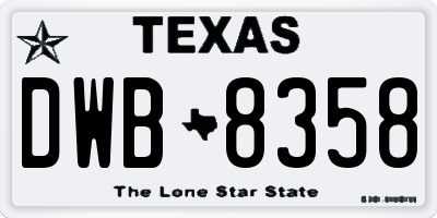 TX license plate DWB8358