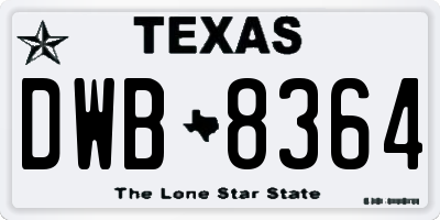 TX license plate DWB8364