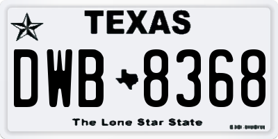TX license plate DWB8368