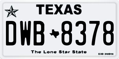 TX license plate DWB8378