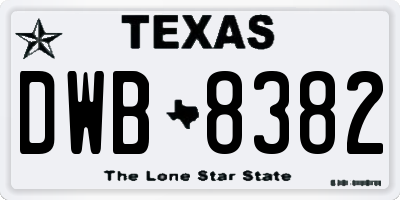 TX license plate DWB8382