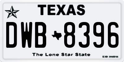 TX license plate DWB8396