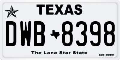 TX license plate DWB8398