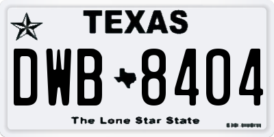 TX license plate DWB8404