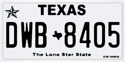 TX license plate DWB8405