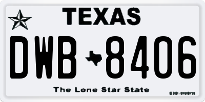 TX license plate DWB8406