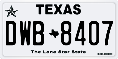 TX license plate DWB8407