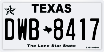 TX license plate DWB8417