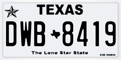 TX license plate DWB8419