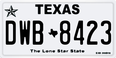 TX license plate DWB8423