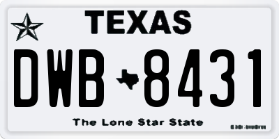 TX license plate DWB8431