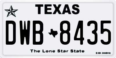 TX license plate DWB8435