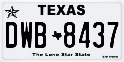 TX license plate DWB8437