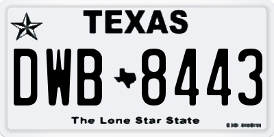 TX license plate DWB8443