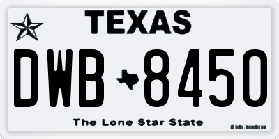 TX license plate DWB8450
