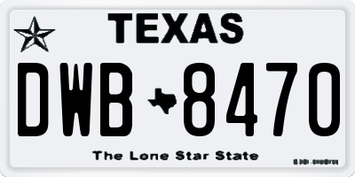 TX license plate DWB8470