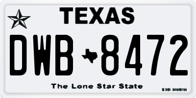 TX license plate DWB8472
