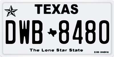 TX license plate DWB8480