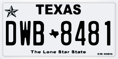 TX license plate DWB8481