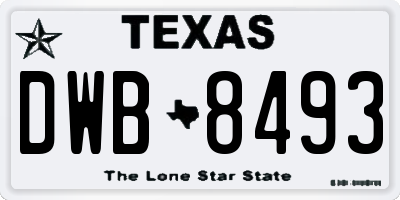 TX license plate DWB8493