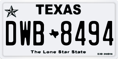 TX license plate DWB8494